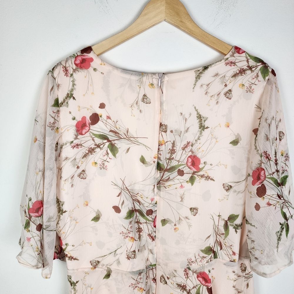 NWT Bobeau Rose Floral Chiffon Midi Dress Pink XL Romantic Coquette Boho - Picture 14 of 16